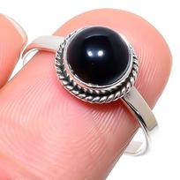 Natural Black Onex Gemstone Handmade 925 Solid Sterling Silver Ring Size 10 b8K39