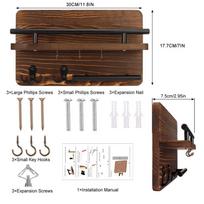 Wooden Wall Key Holder With 5 Hooks Mail Organizer With Shelf Home Decor For Entryway Hallway