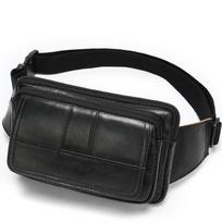 Natūralios odos vyrų „Fanny Pack“ galvos sluoksnio karvės odos lauko pečių skersinis krūtinės krepšys Retro odinis krepšys juoda