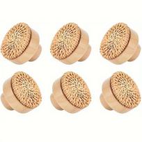 6 vnt. Boho rotango komodos rankenėlės Patvari buko medienos stalčiaus rankenėlės Rankų darbo pintos rotango traukikliai su 6 varžtais 30mm smėlis
