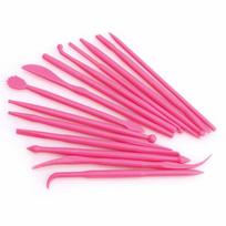 14Pcs Fondant Cake Decorating Carve Pen Flower Modeling Baking DIY Sculpt Tools rožinė