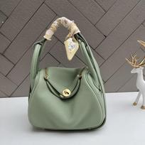 2026 New Top Layer Cowhide Togo Leather 19cm Mini Gold Buckle Lindi Bag Crossbody Shoulder Women's 19cm mėtų žalios spalvos