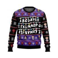 Stranger Things Negražus Kalėdinis Megztinis Kalėdinis Megztinis Dovana Kalėdų Senelis Puloveris Vyrams 3D Džemperis ir Viršus Ruduo ir Žiema L violetinė