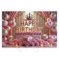 Pink Birthday Theme Party Decoration Backdrop Cloth - Party Decoration Scene Background Wall Hanging 1.2m wide x0.8m high
