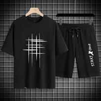 Summer Fashion Thin Short-sleeved t shirts + shorts set Men's clothing Casual Quick Dry jogging suit Sportswear S
