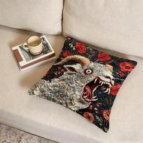 1A-Pucci Goat Faces 2D Cushion Cover Fabric Soft Furnishing,Pillowcase, Cushion Cover, Sofa Pillow, Home Decoration Peach skin 18*18(CM)-1Pcs