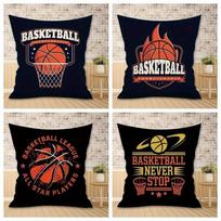 4Pcs Double-Sided Printed Throw Pillow Covers Basketball Hoop Flame Print Cushion Cases Sports Fan Decor For Bedroom Living Room Peach skin 18*18(CM)-4Pcs