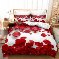 3D Modern Romantic Love Series Bedding Set Love Flower Quilt Cover and Pillow Case AU180 * 210 Super Large Size Couple Room Soft Home Decoration DE 100x135cm red