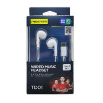 Pinsheng Type-C skaitmeninės laidinės pilno dekodavimo ausinės TD01, skirtos Samsung S20 HONOR 50 Xiaomi IPadPro balta