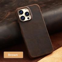 for Magsafe Case for iPhone 15 16 Pro Max Promax 16Pro 15Pro Retro Luxury Genuine PULL-UP Leather Back Cover For iPhone 15&Genuine leather black