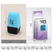 Cartoon Rolling Stamp Self-Ink Non-Reusable Scrapbooking Stationery Stamp Diy Filling Color Tools Pre-Student Kindergarten Toy tamsiai mėlyna spalva