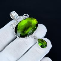 Unique Peridot Pendant, 925 Sterling Silver Handmade Jewelry, Peridot Silver Pendant, Party Wear Jewelry For Women's, Pendant Christmas Jewelry 7.5 žalia