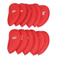 12Pcs Bag Golf Club Iron Head Covers Waterproof Protector Golfs Headcover with Numbersred raudona