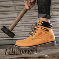 Men's labor insurance shoes Safety work shoes Anti-piercing and anti-smashing Martin boots Autumn top layer cowhide 38