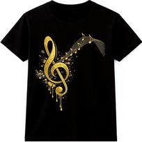 Muzikos natų grafikos marškinėliai Treble raktas Muzikinis dizainas Muzikos mylėtojo marškinėliai 3XL yellow
