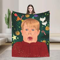 Home Alone Kevin Comedy Wool Blanket Xmas Merry Christmas Funny Throw Blanket for Home 125*100cm Super Soft 75x90cm