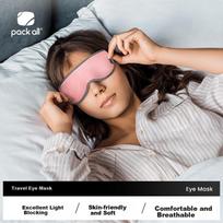 Pack All Unisex Travel Eye Mask for Airplane, Train, Sleep, Light Blocking, Breathable, Adjustable Pink Eye Mask