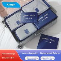Xinqin Toiletry Storage Set Toiletry Storage Bag Luggage Clothing Organizer Bag Storage Pack 6-Piece Set Navy Blue