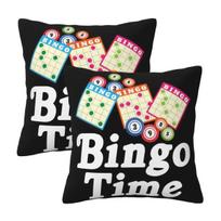Funny Bingo Game 2 Pcs Square Pillowcase Pillow Cover Cushion Zip Decorative Comfort Throw Pillow For Home Bedroom Peach skin 18*18(CM)-2Pcs