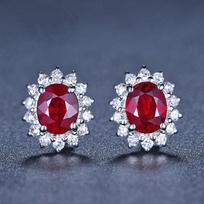 SACE GEMS Rose RUBY AUSKARAI moteriškas cirkonis Rožės Raudonos spalvos gėlės auskarai paprasti krištolo madingi papuošalai raudona