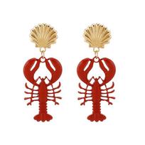 2025  Lobster Bead Necklace Handmade  Beaded Enamel Jewelry Simple Pendant Necklace Women Beach Vacation Accessory beige