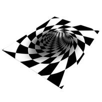 3D Vortex Optical Illusion Rug Vision Vertigo Area Rug Realistic Vortex Black And White Doormat Non-Slip 40cm