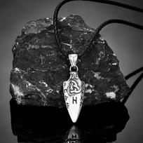 Norse Runes Odin's Spear Gungnir Necklace Men Gold Color Stainless Steel Arrowhead Pendant Valknut Talisman Male Vikings Jewelry 60CM