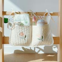Korean Baby Crib & Stroller Hanging Storage Bag for Diapers, Bottles, and Toys Small tulpės spalva