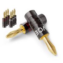 VCELINK Banana 8pcs 24K Gold for Speaker Wall Home Plugs, (4 pairs), Plated, Cables, Solderless, 12-18AWG Cable, Amplifier, Plate, Theater.