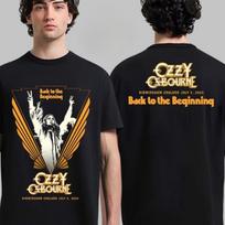 Ozzy Osbourne Atgal į pradžią Paskutinis šou Shep Fairey Dvišalis T-shirt Aukščiausios klasės prabanga Tinka ir vyrams, ir moterims Viršus S juoda