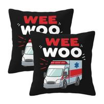 Wee Woo Ambulance Paramedic Emergency Medic Gift 2 Pcs Square Pillowcase Pillow Cover Cushion Throw Pillow For Home Bedroom Peach skin 18*18(CM)-2Pcs