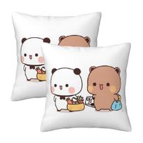 Cute Bubu And Dudu 2 Pcs Square Pillowcase Pillow Cover Cushion Zip Decorative Comfort Throw Pillow For Home Bedroom Peach skin 18*18(CM)-2Pcs