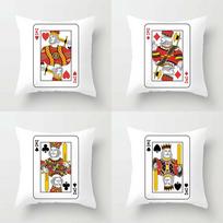 4Pcs Double-Sided Printed King Playing Card Throw Pillow Covers, Clubs Spades King Print Cushion Cases, Casino Poker Decor Peach skin 18*18(CM)-4Pcs