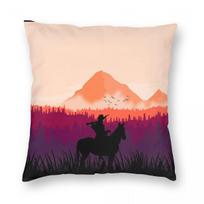 Red Dead Redemption West Sunset Square Pillowcase Polyester Linen Velvet Pattern Zip Decor Throw Pillow Case Home Cushion Cover Peach skin 18*18(CM)-1Pcs
