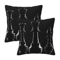 Black King Chess The-Chessboard 9 2 Pcs Square Pillowcase Pillow Cover Cushion Decor Comfort Throw Pillow For Home Car Peach skin 18*18(CM)-2Pcs