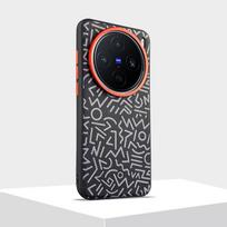 Anti-fall Painted Graffiti Mobile Phone Case for Vivo X300 Pro X200 Pro Mini X200 Ultra X100S Large Hole Metal Len Leather Cover vivo X200 Pro mini juoda