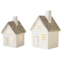 Kalėdų kaimo namas LED apšviestas keraminis namas Kalėdų namų scenos išdėstymui 5.7 cm x 9 cm
