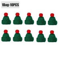 200PCS Christmas Small Hat Mini Small Scarf Red Green Christmas Color Dress Up Hanging Finger Wool Ball Decoration Hat 1Bag-10PCS žalia
