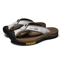 Golden Sapling Flip Flops Genuine Leather Men's Slippers Retro Beach Shoes Breathable Summer Men Flip Flops Classics Casual Shoe 46 balta