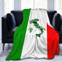 Flanelinis vilnos kelioninis pledas Italijos žemėlapis ir Italijos vėliava Žalios, baltos, raudonos juostelės Pledai sofai Oro kondicionieriaus pledas 75x90cm