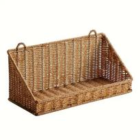 Imituoto rotango sieninės laikymo krepšiai Sieniniai rankų darbo pinti laikymo krepšiai Didelės talpos be gręžimo pintas kabinamas krepšys 9.84x5.12x3.94in ruda