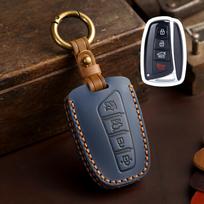 Leather Car Key Case Cover For Hyundai Santa Fe Sport Equus Centennial Genesis G80 Grandeur Azera 2013 2014    Ix45