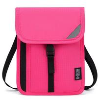 RFID-Protected Foldable Multi-Layer Lanyard Passport and ID Holder Bag 19x0.5x15 cm rožinė raudona spalva