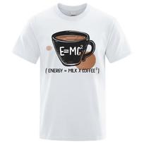 Energy=Milk*Coffee2 Personality Funny Printed T-Shirt Male Casual Short Sleeve Pocket Cotton Clothing Oversized Tshirts S įvairiaspalvis