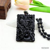 Double-Sided Guan Gong Jade Pendant Necklace - Symbol of Loyalty, Righteousness & Faith