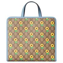 Gucci Bamboo All-Over Sunflower Print Top Double Handle Canvas Tote Bag Kids tote bags Beige Dark-Brown 605614-FAD5H-9749 Basic Set (Bag+Dust Bag)