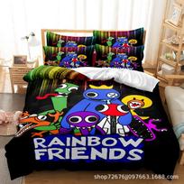 3D Hot Sale Graffiti Rainbow Friends Cartoon Duvet Cover UK Single Double King US Twin Full Queen Size Bed Linen Set Best Gifts 135x200cm