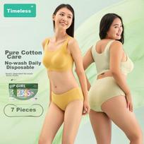 Disposable Women's Underwear, Calendar Panties, Pure Cotton Sterilized, Portable, Morandi Colors, 7 Pieces, XL Size