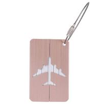 Aluminum Alloy Luggage Tag, Metal Carry-On Tag for Suitcase, Tag for Trolley Case, Includes Handwritten Card Paper, Airplane Brushed Rose Gold