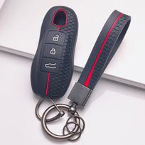Smart Key Cover for Porsche Cayenne Macan Panamera 911 Boxster Cayman Taycan with Keychain Honeycomb Texture Racing Stripe Remote Key Case Protector juoda